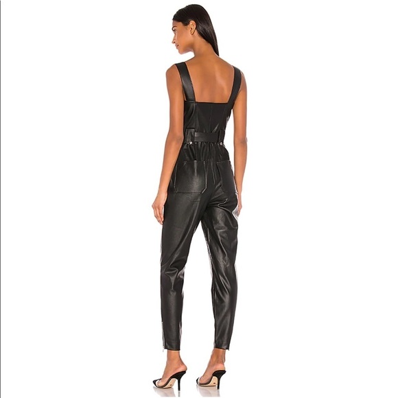 NEW WeWoreWhat Moto Vegan Leather Overalls in Black Size XS - Picture 4 of 9